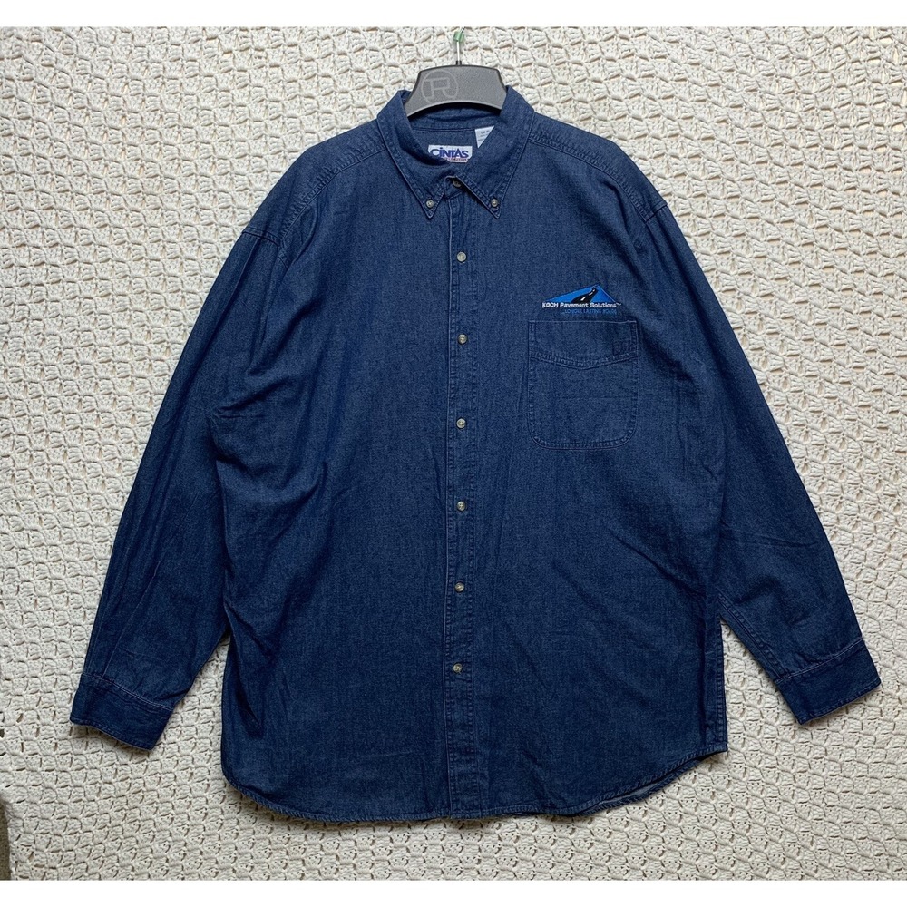 Cintas Men's Denim Shirt, Size‎ XL 100% Cotton, Long Sleeve, Work Shirt